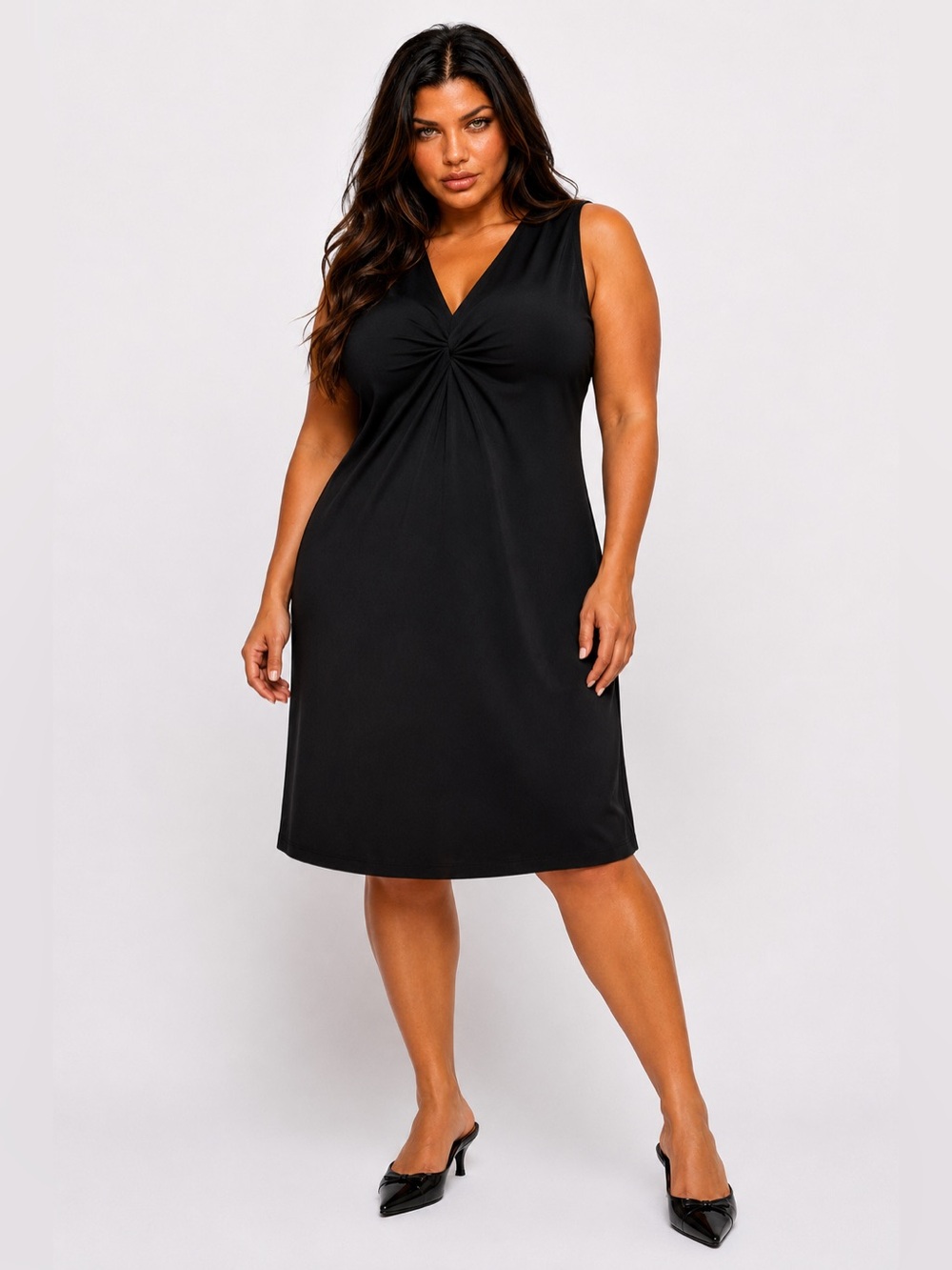 Alfani Black Sleeveless Twist-Detail Tunic Top